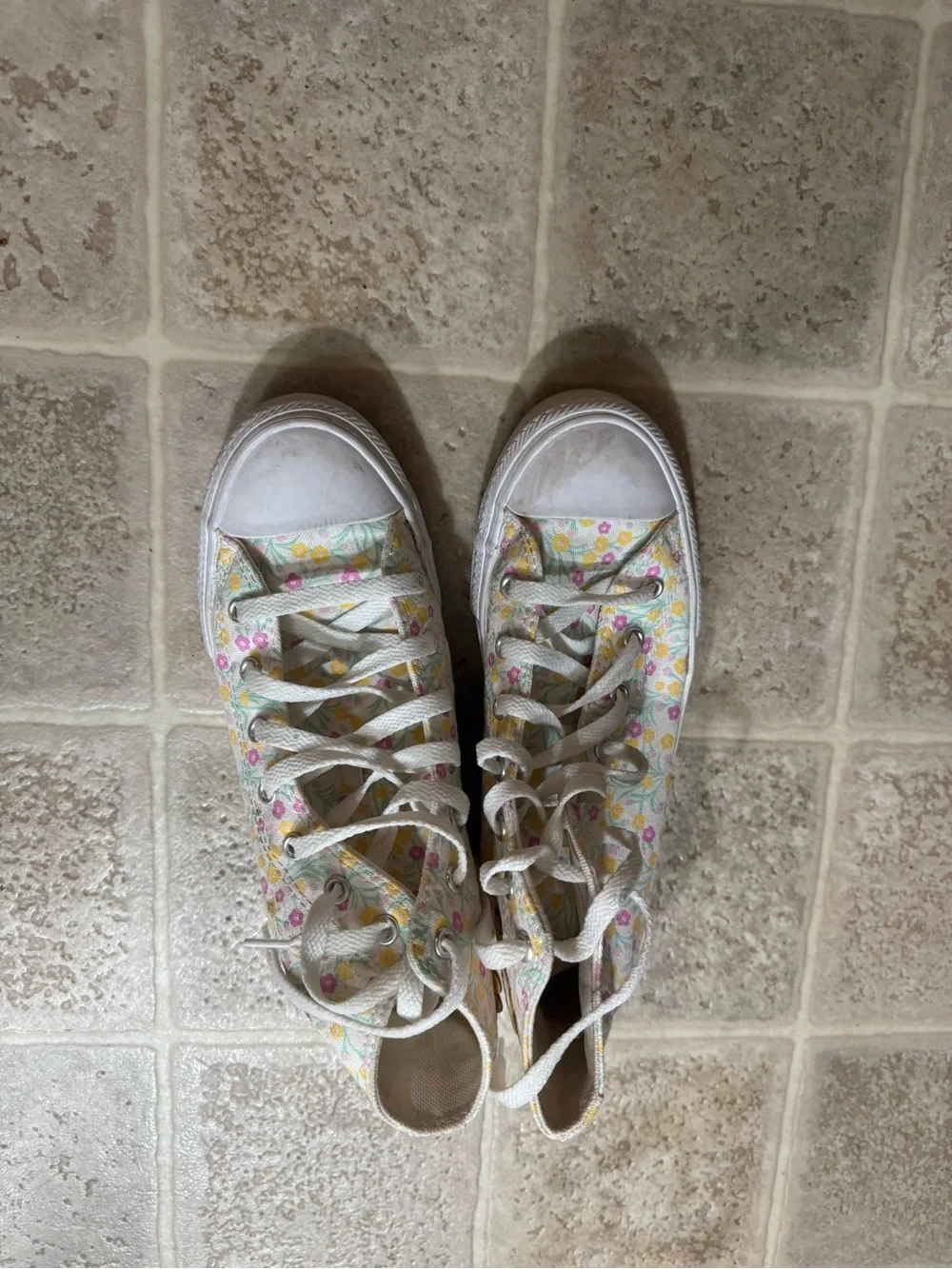 Converse Kids' Floral High-Top Sneakers - White, Yellow, Pink